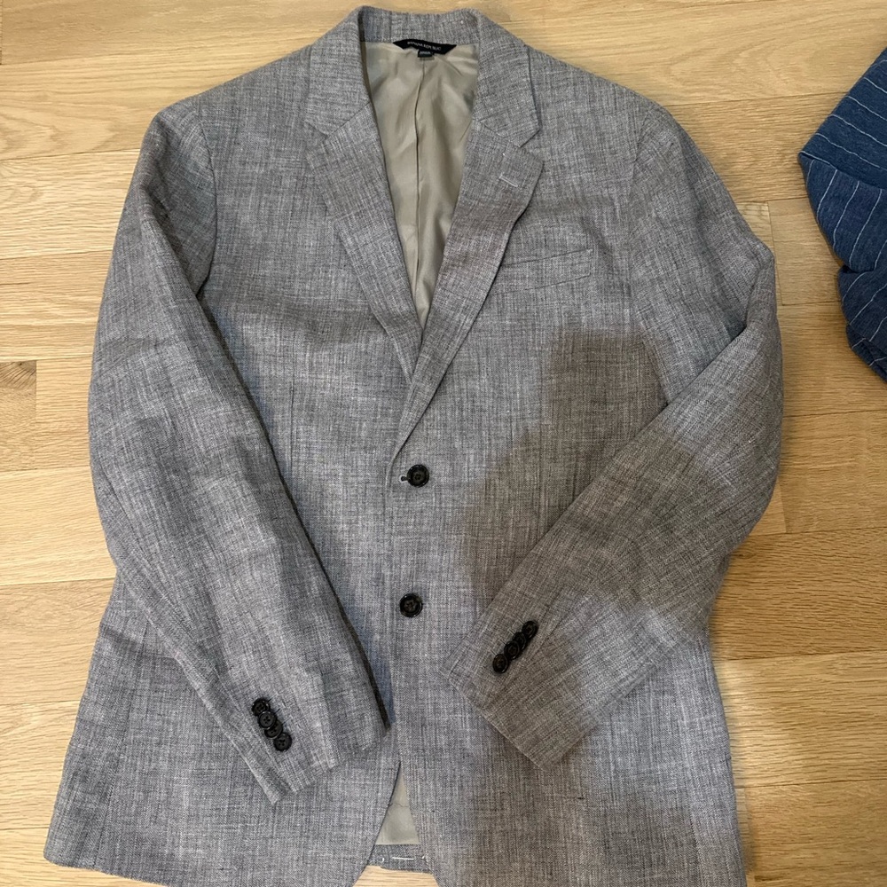 Banana Republic Classic Gray Herringbone Blazer
